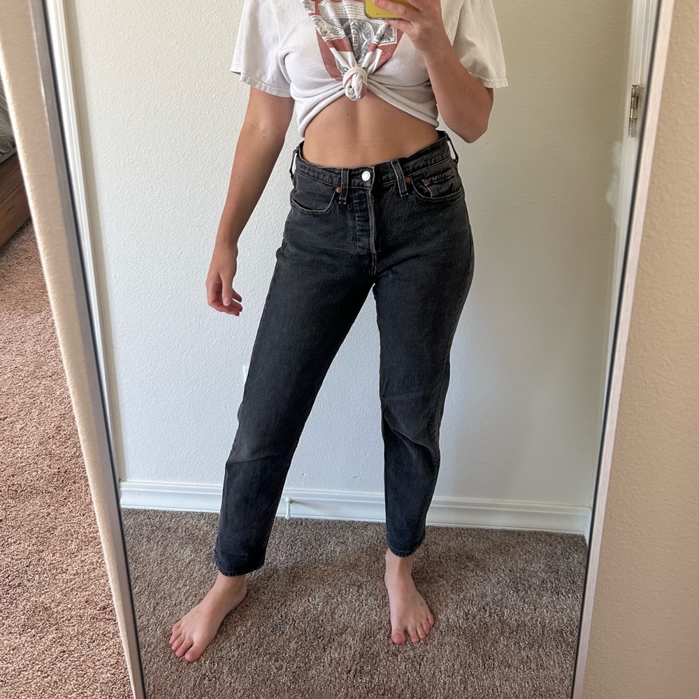 Levi's Black Acid Wash Denim Straight Leg